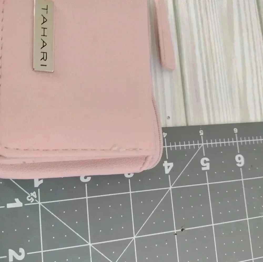 Tahari Pink Small Wallet Snap Zipper Closure